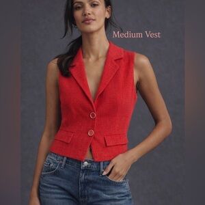 Suzy Shier coral red Textured Knit Vest